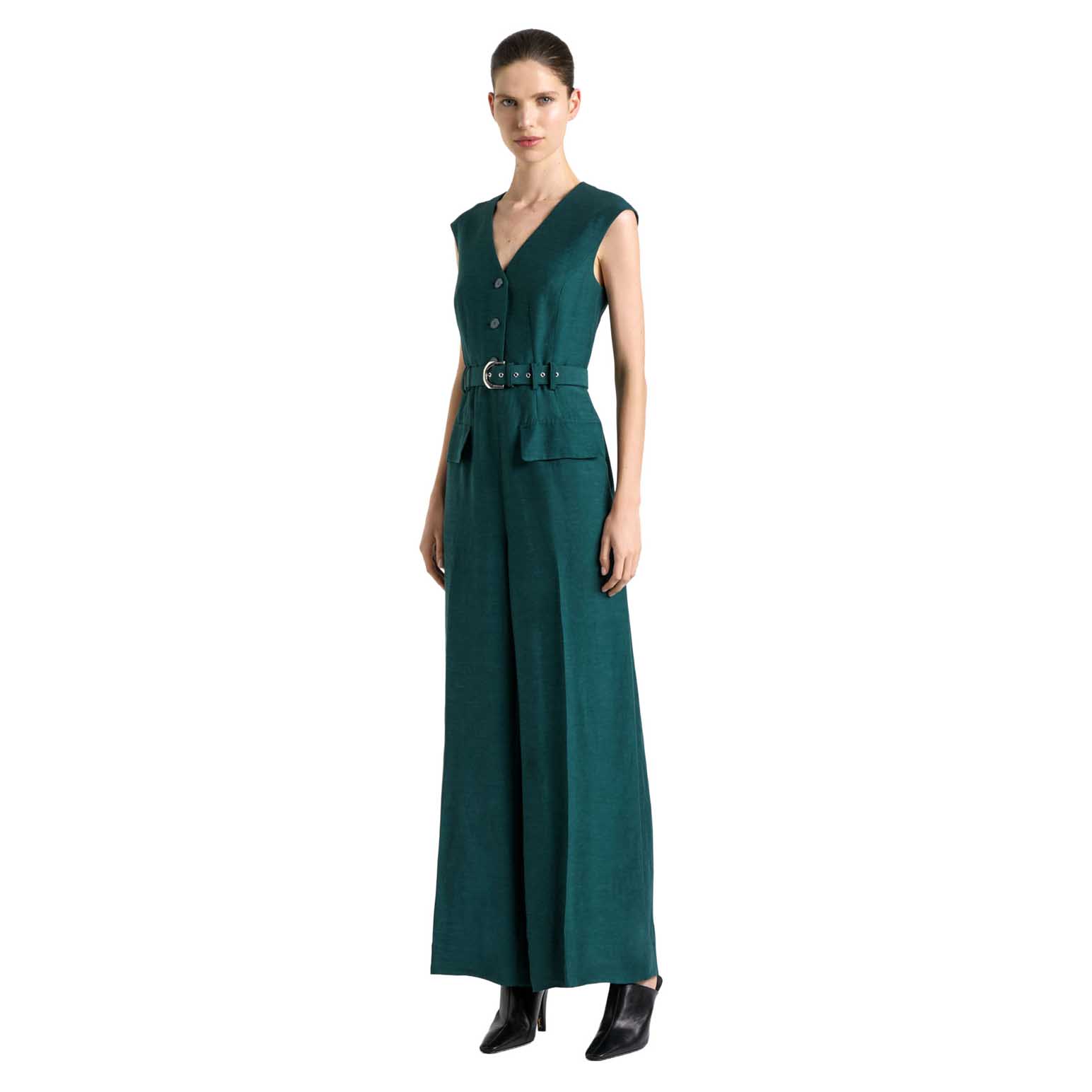 Cue Pine Viscose Blend Sleeveless Jumpsuit
